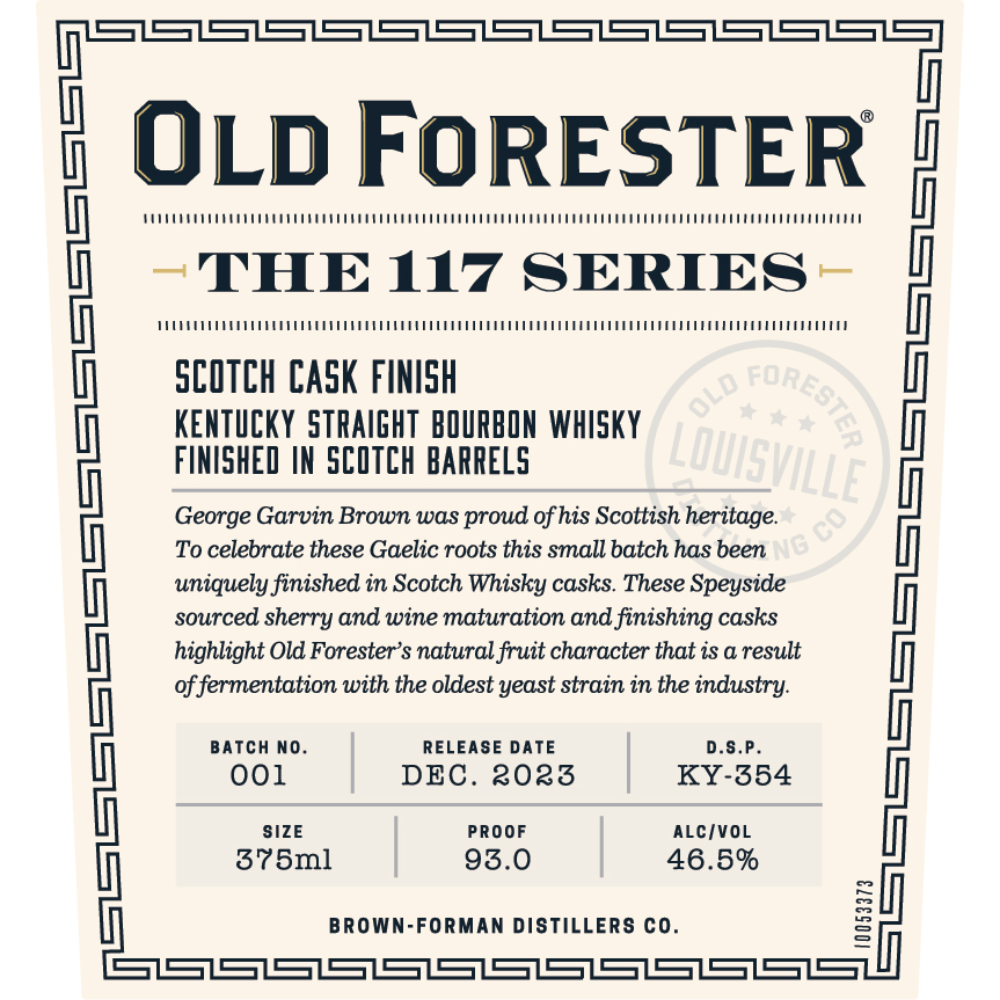 Buy Old Forester 117 Series Scotch Cask Finish Bourbon Online Notable